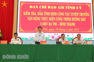 Kiểm tra công trình đường dây 110kV Ba Tri - Bình Thạnh và dự án cầu Ba Lai 8