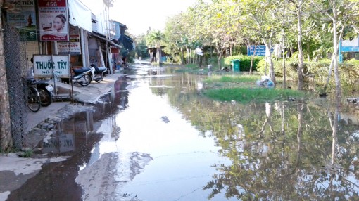 Sạt lở đường do triều cường dâng cao