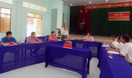 Diễn tập chiến đấu phòng thủ theo phương án A2 xã Lương Quới