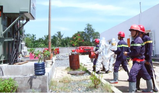 Thực tập phương án chữa cháy và cứu nạn, cứu hộ tại trạm biến áp 110kv Giồng Trôm