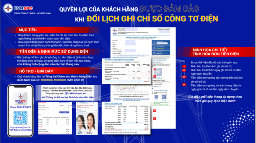 Thông báo thay đổi lịch ghi chỉ số công tơ khách hàng về ngày cuối tháng