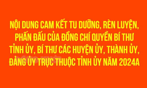 Nội dung cam kết tu dưỡng, rèn luyện, phấn đấu của đồng chí Quyền Bí thư Tỉnh ủy, Bí thư các huyện ủy, thành ủy, đảng ủy trực thuộc Tỉnh ủy năm 2024