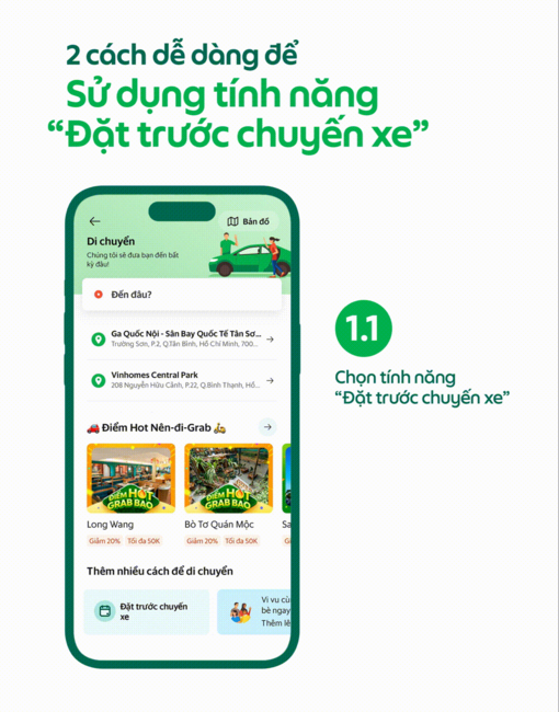 Chủ động lên kế hoạch di chuyển với Grab: Tính năng Đặt trước chuyến xe