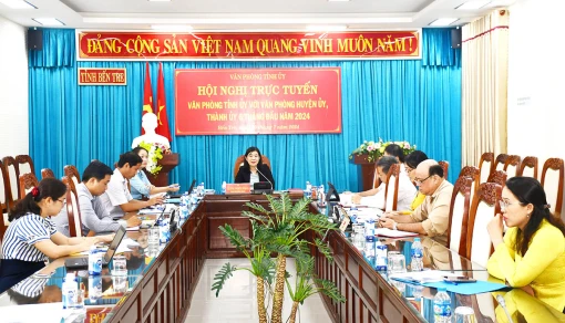 Hội nghị trực tuyến Văn phòng Tỉnh ủy với Văn phòng các huyện ủy, thành ủy