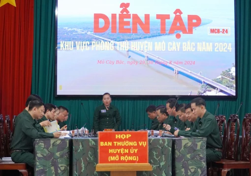 Mỏ Cày Bắc thử vận hành cơ chế diễn tập khu vực phòng thủ