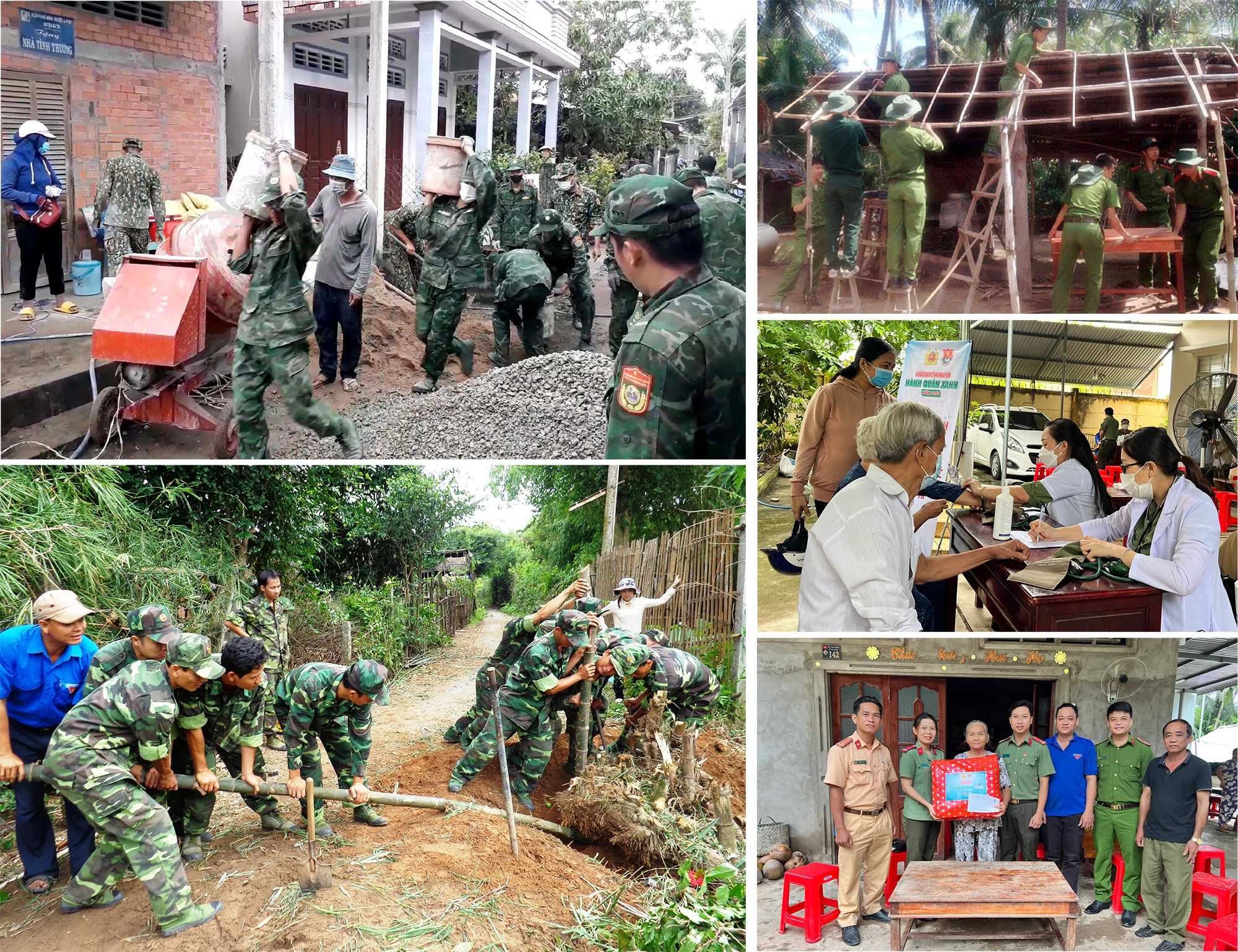 Chiến dịch tình nguyện “Hành quân xanh” với các hoạt động xây dựng giao thông nông thôn, khám chữa bệnh, đền ơn đáp nghĩa.