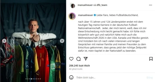 Manuel Neuer tuyên bố chia tay ĐT Đức