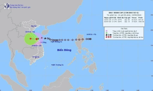 Bão số 4 hiện đã suy yếu thành áp thấp nhiệt đới