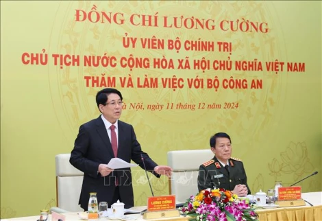 Chủ tịch nước Lương Cường thăm và làm việc với Bộ Công an