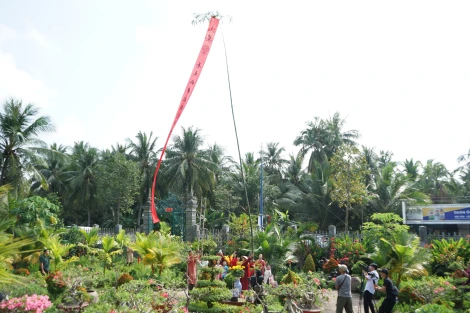 Trải nghiệm dựng cây nêu ngày Tết ở Phủ thờ Họ Trần