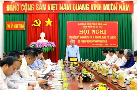 Công bố Quyết định kiểm tra của Bộ Chính trị, Ban Bí thư đối với Ban Thường vụ Tỉnh ủy Ninh Thuận