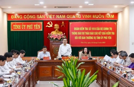 Thông báo kết quả kiểm tra đối với Ban Thường vụ Tỉnh ủy Phú Yên