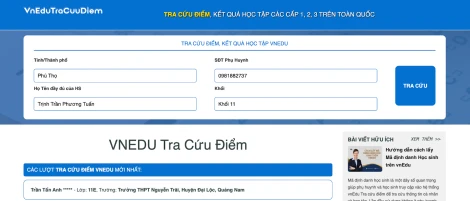 Top 6 tính năng hữu ích của VnEdu Tra Cứu Điểm giúp theo dõi kết quả học tập