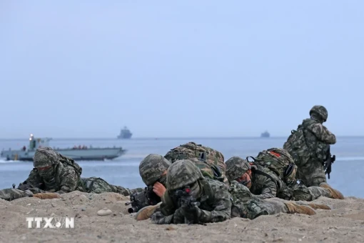Bộ binh Nhật Bản lần đầu huấn luyện với lính thủy đánh bộ Hàn Quốc