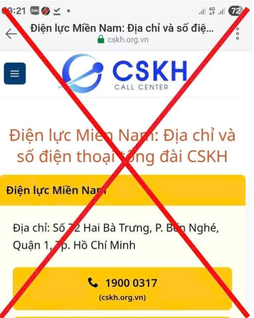 Cảnh báo web giả mạo ngành điện, cước phí tổng đài cao gấp 8 lần