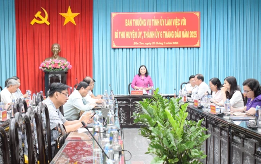 Ban Thường vụ Tỉnh ủy làm việc với Bí thư Huyện ủy, Thành ủy 6 tháng đầu năm 2025
