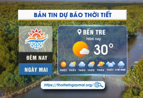 Thời tiết Bến Tre: Thông tin dự báo hàng giờ, hàng ngày và xu hướng tuần tới