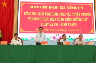 Kiểm tra, nắm tình hình thực hiện công trình Đường dây 110kV Ba Tri - Bình Thạnh và dự án cầu Ba Lai 8